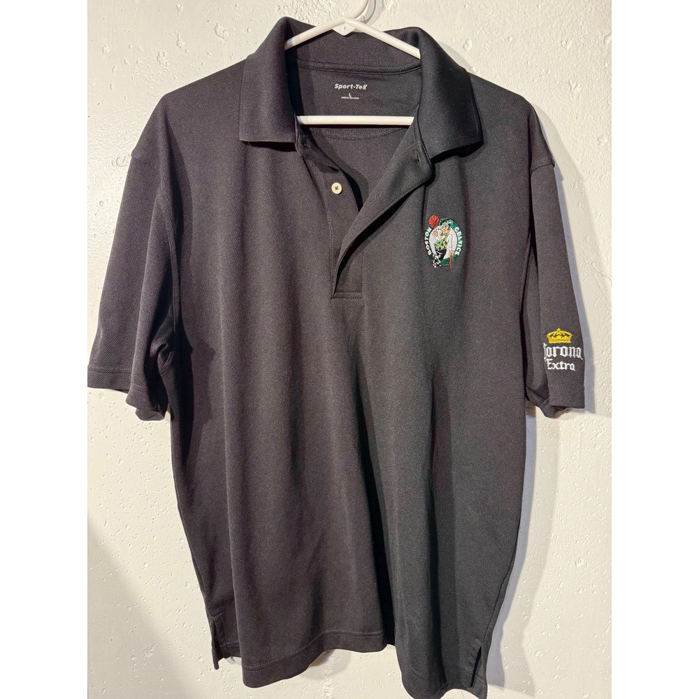 Sport-Tek Boston Celtics Corona Extra Polo Shirt Mens Large Black NBA Basketball